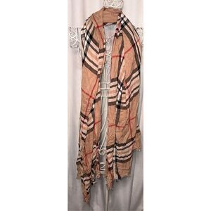 NEW WITH TAGS Plaid Scarf Shawl Wrap Brown Black Cream Red 100% viscose